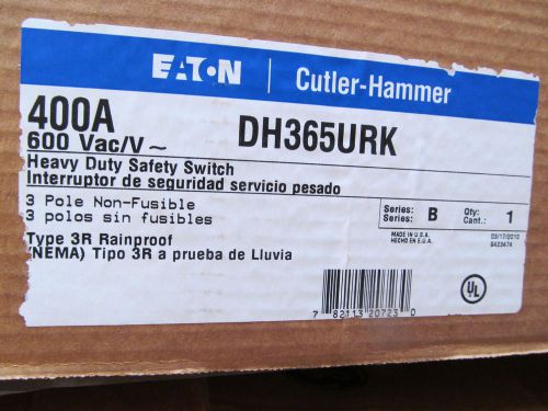Cutler Hammer Eaton DH365URK Disconnect 400 Amp 600 V Non Fuse 3R Enclosure
