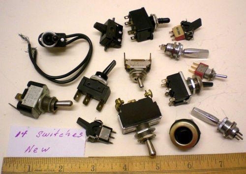 14 Assorted Toggle Switches, NEW Different Ratings &amp; Sizes Made in USA &amp; England