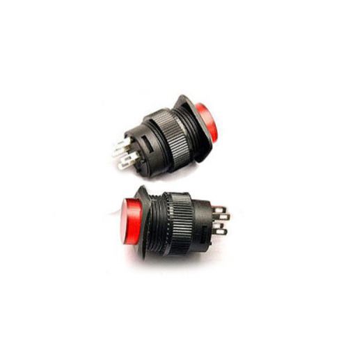 5x red round light led momentary push button switch no lock self-reset 16mm 250v for sale