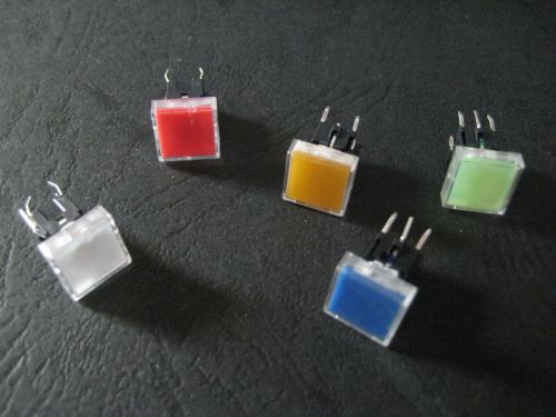 5pc 6x6 Tactile Push Button Switch Momentary Tact LED Square Color Combo