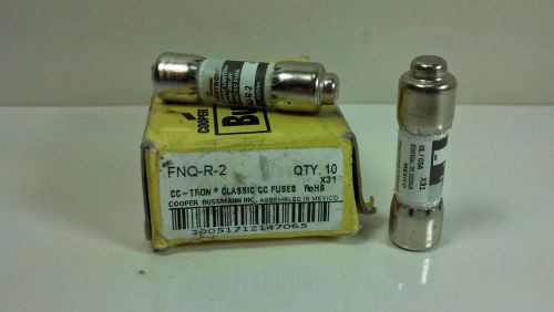 New lot of 10 bussmann fnq-r-2 amp fuses class cc 600 volts nib for sale