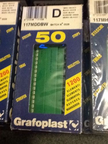 Grafoplast 117MDDBW LETTER &#034;D&#034; 50 Strips NEW IN BOX Wire Markers