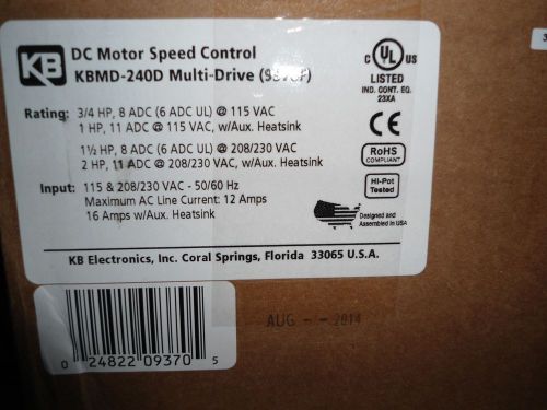 NEW KBMD-240D Part # 9370F DC Motor Drive Multi-Drive KB Electronics
