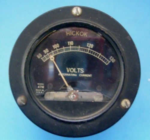 Vintage hickok ac volt meter gauge untested steampunk black 3-1/2&#034; r nr for sale