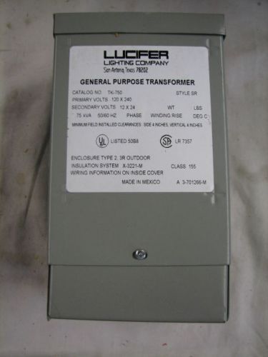 Lucifer lighing tk-750 general pourpose transformer primary volts 120x240 for sale