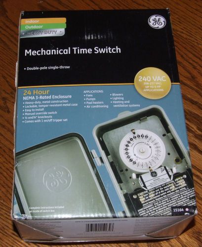 New GE 15164 MECHANICAL TIME SWITCH TIMER INDOOR / OUTDOOR HEAVY DUTY 24 HOUR