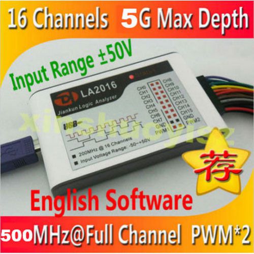 [1x]JK-LA5016 LA5016 PC USB Logic Analyzer 500M max sample rate,16CH,5B samples