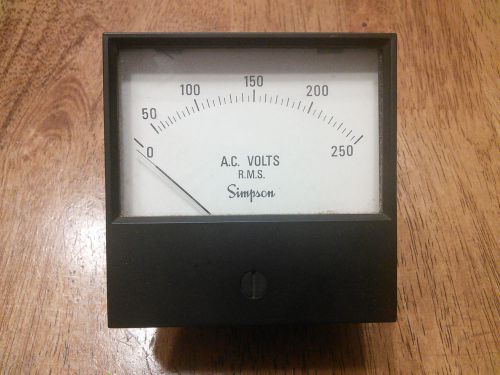 Vintage Simpson AC Panel Meter Voltmeter 0-250 Volts VAC