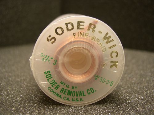Soder-Wick Fine Braid Solder Removal Co. Size#3 5 Feet Cat# 50-3-5  x1