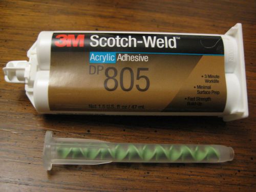 One new 3m scotch-weld epoxy adhesive dp-805,  01/2016 1.5 oz with mixing nozzle for sale