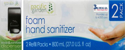 Pacific Garden Soap &amp; Sanitizer Dispenser + 2 Pack 800 mL Foam Hand Sanitizer