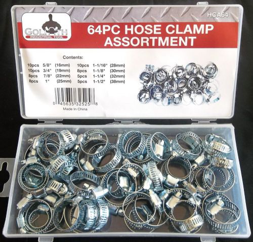 64pc goliath industrial hca64 steel hose clamp assortment worm drive for sale