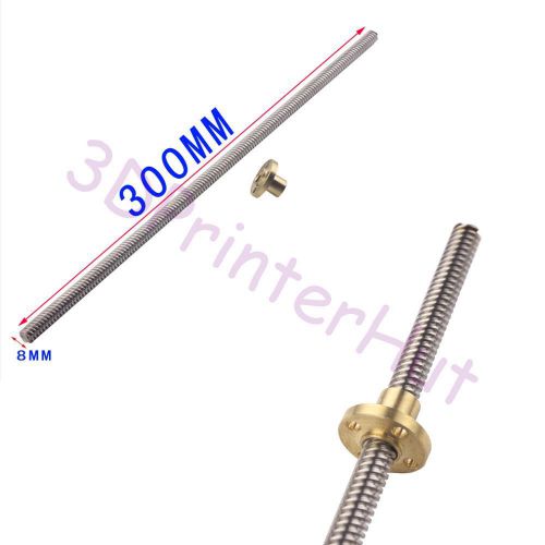 300mm 3D Printer T8 8mm Lead Screw with Copper Nut-Z Axis Linear Rail Bar Shaft