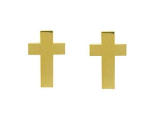 Police fire chaplain gold cross christian shirt uniform collar pins brass pair for sale