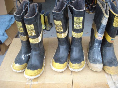 Firefighter Turn Out Gear Rubber Boots Steel Toe 3 Sets/Pair Lot of 3....R-Lot 1