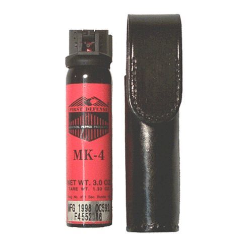 Stallion MC4-2 Basket Weave Leather Nickel MK-4 Def-Tec Pepper Spray/Mace Holder