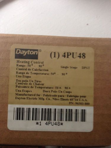 Dayton 4PU48 Heating-Control Line Voltage Thermostat Range 50-90