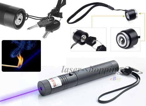 Military 405nm Blue Laser Pointer Light Beam High Power+Battery Adjustable Focus