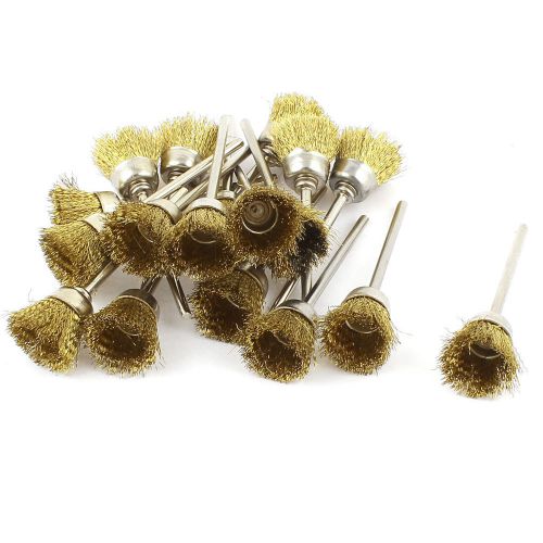 18 Pcs 2.3mm Shank 15mm Cup Shape Brass Wire Polishing Brush for Rotary Tool