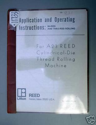 Reed operating manual a23 thread rolling machine (inv.17933) for sale