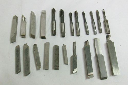 15 metal lathe cutting &amp; milling tool bits and 7 various size taps metal working for sale