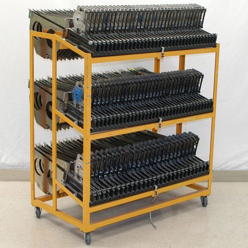 Lot: 95 fuji cp feeders on rolling cart paper &amp; plastic 8mm, 12mm, 16mm w8d w12 for sale