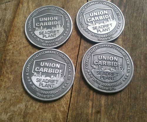 Vintage Union Carbide Coasters 25th anniversary.. Seadrift, Texas. Rare!