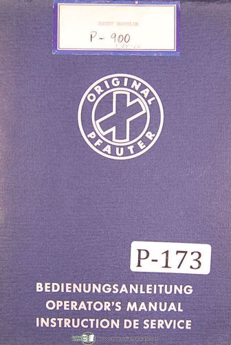 Pfauter Hermann P500 &amp; P900, Hobbing Machine, Operations and Service Manual 1966