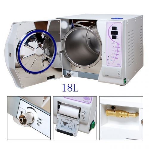 18l dental vacuum steam disinfection autoclave sterilizer + data printer class b for sale