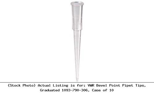 Vwr bevel point pipet tips, graduated 1093-790-306, case of 10 for sale