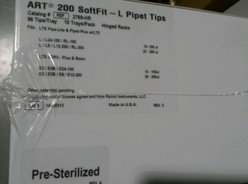 ART 200 SOFTFIT L PIPET TIPS 2769HR 10 TRAYS OF 96 TIPS NEW. 960 TIPS!