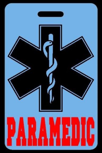 Sky-blue paramedic luggage/gear bag tag - free personalization - new for sale