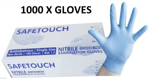 1000 x SAFETOUCH Blue NITRILE GLOVES Examination Disposable SIZE: LARGE Joblot
