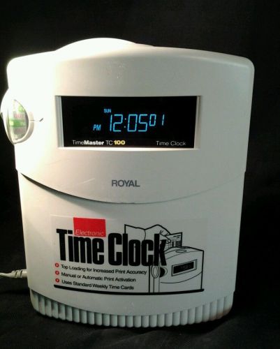 ROYAL TC 100 tc100 Time Clock time master parts repair as is