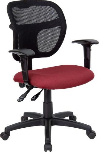 Flash Furniture Burgundy Mid-Back Mesh Task Chair With Arms