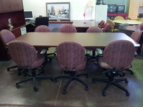 CONFERENCE TABLE WITH SLAB BASE OAK  LAMINATE RECTANGLE  96&#034; x 44&#034;