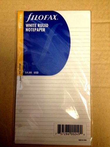 Filofax Personal Sized White Ruled Note Paper~New and Sealed