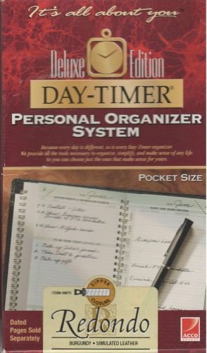 Redondo Deluxe Edition Day-Timer Personal Organizer System-Pocket Size-Burgundy