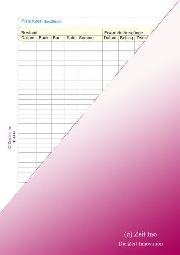 Finanzen laufend - ZeitIno 120, Einlage Zeitplanbuch / Kalender, DIN A5,