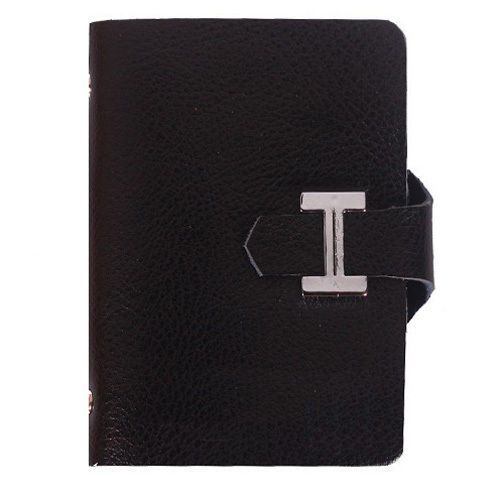 Cow Leather Business Name ID Credit Card Holder Case Wallet black 0812