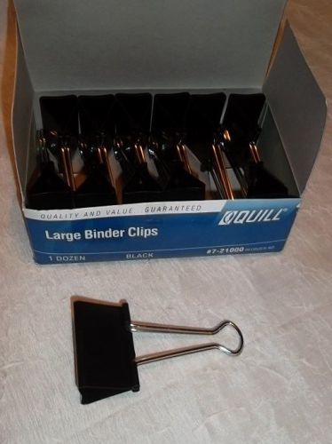 One box of 12 Large Binder Clips by Quill - 2&#034; wide