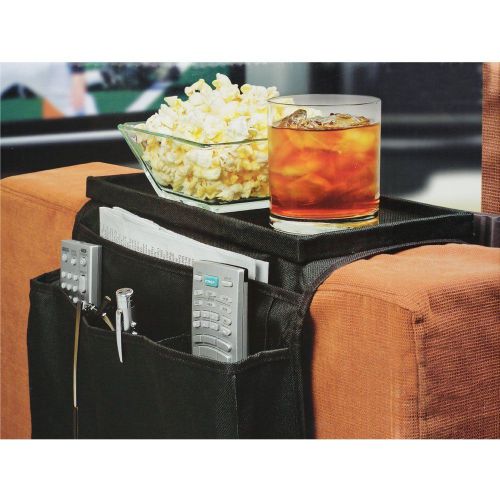 Trademark 6 Pocket Arm Rest Organizer with Table-Top, Black