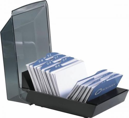 Rolodex Covered Business Card File, Holds 200 Cards, Black (ROL67208)