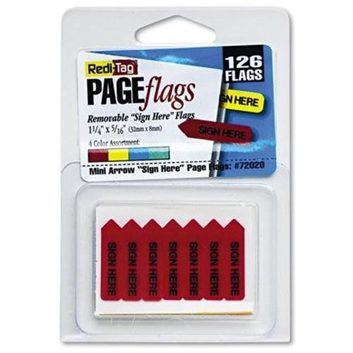 Redi-tag Sign Here Mini Arrows - Removable, Self-adhesive - 1.25&#034; X (rtg72020)