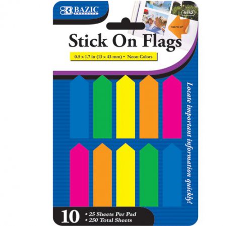 BAZIC 25 Ct. 0.5&#034; X 1.7&#034; Neon Color Arrow Flags (10/Pack), Case of 144
