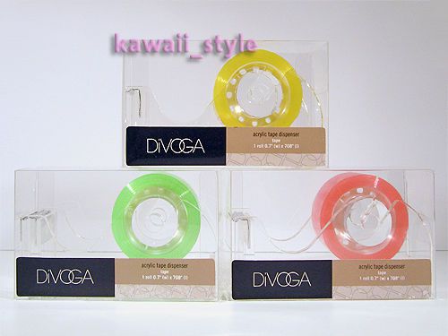 Divoga acrylic tape dispenser x 3 crystal clear transparent 3 rolls tape modern! for sale