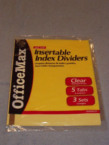 OfficeMax Color 5 Big Tab Divider 3-set Pkg File Binder Organize OM99025