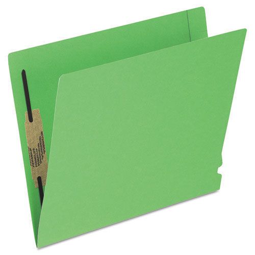 Reinforced End Tab Expansion Folders, Two Fasteners, Letter, Green, 50/Box