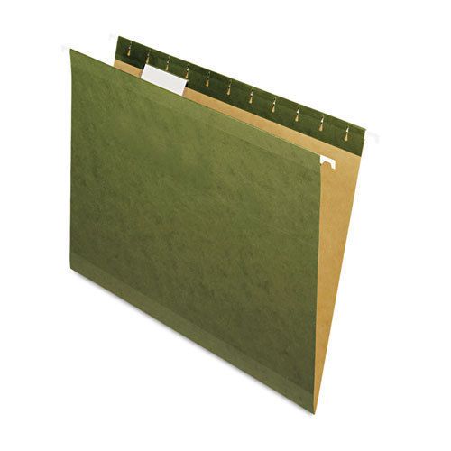 Reinforced Hanging Folders, 1/5 Tab, Letter, Standard Green, 25/Box