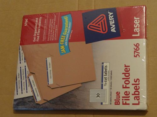 Avery 5766 blue file folder 1/3 cut labels self adhesive box of 1500 new sealed for sale